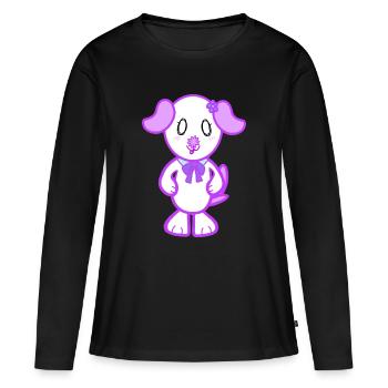 KawaiiDOGGOS - Imprimé floral - T-shirt manches longues Premium bio Femme - noir - Devant - Julia (174cm)