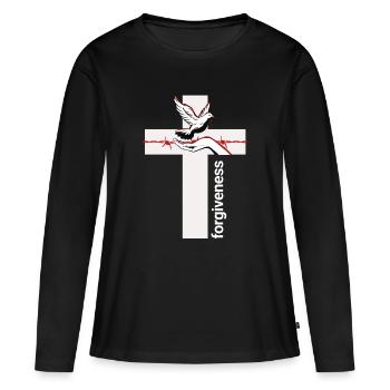 Vergebung Taubenkreuz Umarmung - Frauen Premium Bio Langarmshirt - Schwarz - Vorne - Julia (174cm)