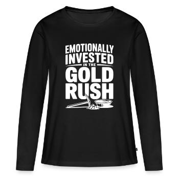 Investi émotionnellement dans la ruée vers l’or - T-shirt manches longues Premium bio Femme - noir - Devant - Julia (174cm)
