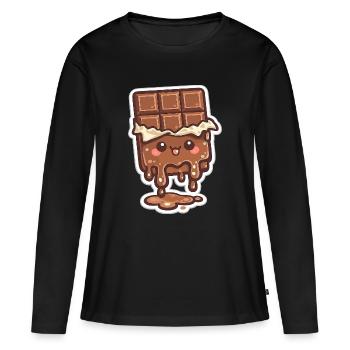 Schmelzende Schoko-Tafel  - Frauen Premium Bio Langarmshirt - Schwarz - Vorne - Julia (174cm)