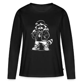 Rappeur de raton laveur avec du bling - T-shirt manches longues Premium bio Femme - noir - Devant - Julia (174cm)
