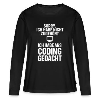 Entschuldigung Coding Kopf - Frauen Premium Bio Langarmshirt - Schwarz - Vorne - Julia (174cm)