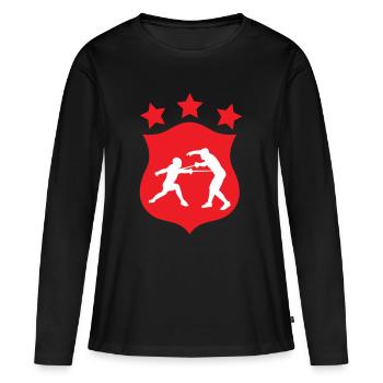 Fecht-Silhouetten-Duell und Kampfwappen - Frauen Premium Bio Langarmshirt - Schwarz - Vorne - Julia (174cm)