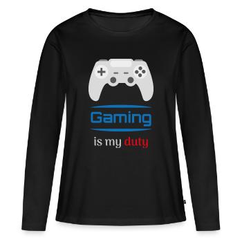 Le jeu vidéo est ma manette de jeu de service - T-shirt manches longues Premium bio Femme - noir - Devant - Julia (174cm)