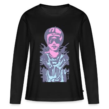 motarde - T-shirt manches longues Premium bio Femme - noir - Devant - Julia (174cm)