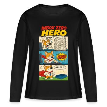 Inbox Zero Büroheld - Frauen Premium Bio Langarmshirt - Schwarz - Vorne - Julia (174cm)