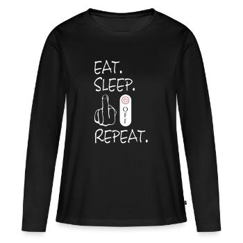 Fuck You. Fick dich. Fuck Off - Frauen Premium Bio Langarmshirt - Schwarz - Vorne - Julia (174cm)