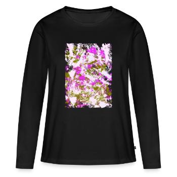 Tourbillon Tie-Dye Rosé néon - T-shirt manches longues Premium bio Femme - noir - Devant - Julia (174cm)