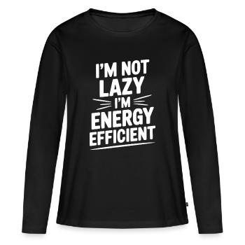 Je ne suis pas paresseux, je suis économe en énergie - T-shirt manches longues Premium bio Femme - noir - Devant - Julia (174cm)