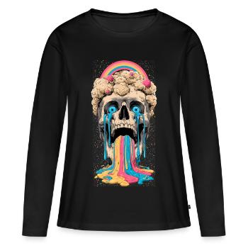 Arc-en-ciel du crâne psychédélique - T-shirt manches longues Premium bio Femme - noir - Devant - Julia (174cm)