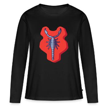 Zodiac Scorpion avec pointe de poison en gris - T-shirt manches longues Premium bio Femme - noir - Devant - Julia (174cm)