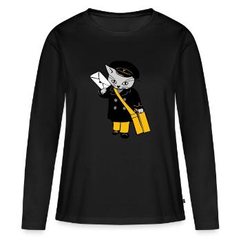 post chat dhl allemand post lettre de chat postmen - T-shirt manches longues Premium bio Femme - noir - Devant - Julia (174cm)