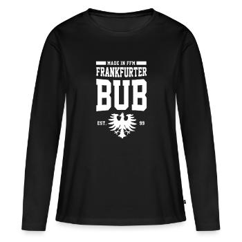 Frankfurter Bub Made in Frankfurt FFM 069 Geschenk - Frauen Premium Bio Langarmshirt - Schwarz - Vorne - Julia (174cm)