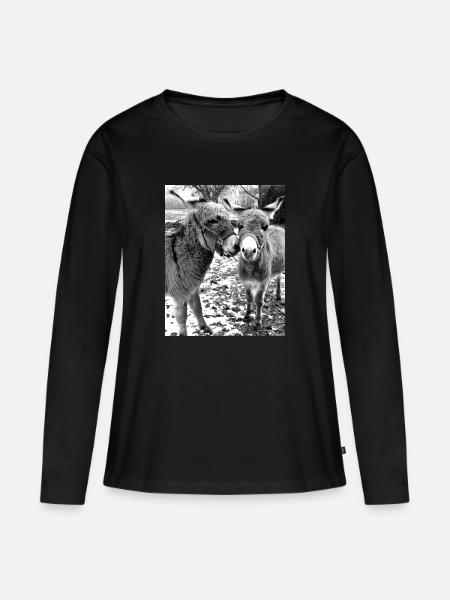 Zwei Esel - Frauen Premium Bio Langarmshirt - Schwarz
