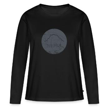 Zugspitze contour sur la plaque en bois - T-shirt manches longues Premium bio Femme - noir - Devant - Julia (174cm)