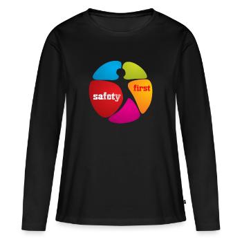 SAFETY FIRST * SÉCURITÉ - T-shirt manches longues Premium bio Femme - noir - Devant - Julia (174cm)