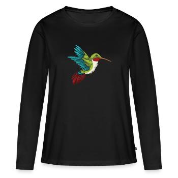 Colibri oiseau colibris colibri à gorge rubis - T-shirt manches longues Premium bio Femme - noir - Devant - Julia (174cm)