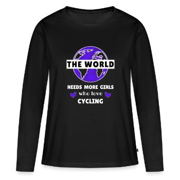 The world needs more girls who love cycling - Women's Premium Organic Long Sleeve Shirt - black - Front - Julia (174cm)