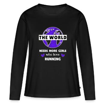 The world needs more girls who love running. - Women's Premium Organic Long Sleeve Shirt - black - Front - Julia (174cm)