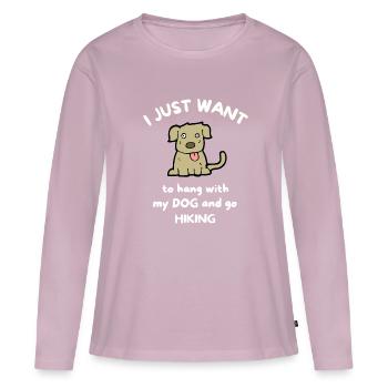 Je veux juste traîner avec mon chien et faire de la randonnée - T-shirt manches longues Premium bio Femme - rose poudré - Devant - Julia (174cm)