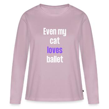 Même mon chat aime le ballet. - T-shirt manches longues Premium bio Femme - rose poudré - Devant - Julia (174cm)