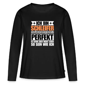 Perfekter Schleifer - Frauen Premium Bio Langarmshirt - Schwarz - Vorne - Julia (174cm)