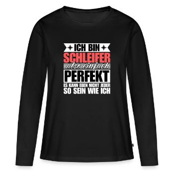 Perfekter Schleifer - Frauen Premium Bio Langarmshirt - Schwarz - Vorne - Julia (174cm)