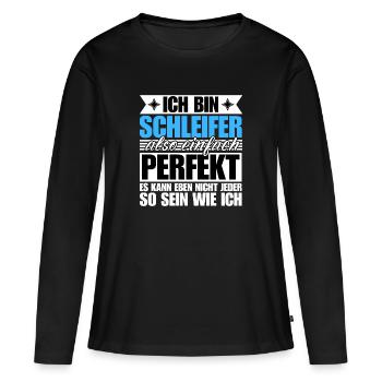 Perfekter Schleifer - Frauen Premium Bio Langarmshirt - Schwarz - Vorne - Julia (174cm)