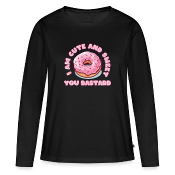 I am Cute and sweet you Bastard! - Frauen Premium Bio Langarmshirt - Schwarz - Vorne - Julia (174cm)