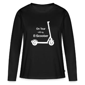Scooter E Scooter E Scooter Pédale Scooter - T-shirt manches longues Premium bio Femme - noir - Devant - Julia (174cm)