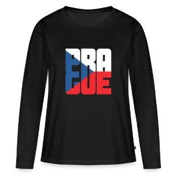 Prague - T-shirt manches longues Premium bio Femme - noir - Devant - Julia (174cm)