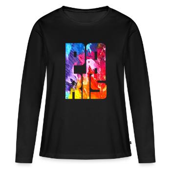 Paris - T-shirt manches longues Premium bio Femme - noir - Devant - Julia (174cm)