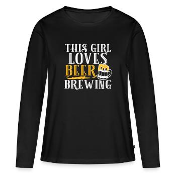 Cette fille aimait brasser de la bière - T-shirt manches longues Premium bio Femme - noir - Devant - Julia (174cm)