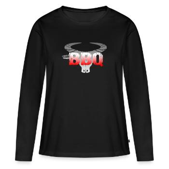 BBQ - T-shirt manches longues Premium bio Femme - noir - Devant - Julia (174cm)