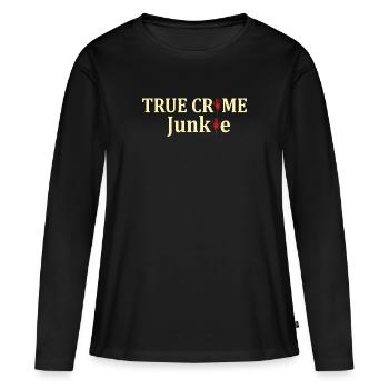 TRUE CRIME: True crime junkie - Women's Premium Organic Long Sleeve Shirt - black - Front - Julia (174cm)