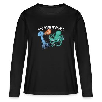 Cephalopode, Octopus, Octopus - Women's Premium Organic Long Sleeve Shirt - black - Front - Julia (174cm)