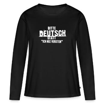 S'IL VOUS PLAÎT ALLEMAND - T-shirt manches longues Premium bio Femme - noir - Devant - Julia (174cm)