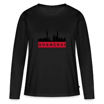 Ville Shanghai - Chine - T-shirt manches longues Premium bio Femme - noir - Devant - Julia (174cm)