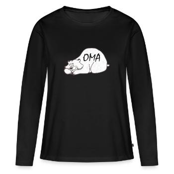 Peluche douce mamie ours endormi - T-shirt manches longues Premium bio Femme - noir - Devant - Julia (174cm)