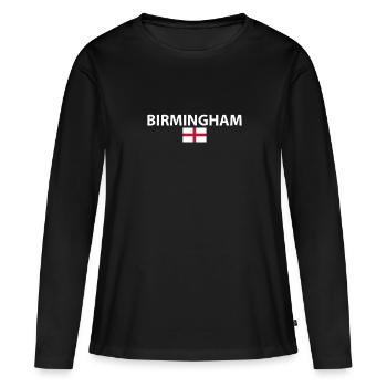 Birmingham Angleterre Drapeau anglais Anglais - T-shirt manches longues Premium bio Femme - noir - Devant - Julia (174cm)