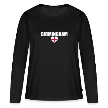 Birmingham Angleterre Drapeau anglais Anglais - T-shirt manches longues Premium bio Femme - noir - Devant - Julia (174cm)