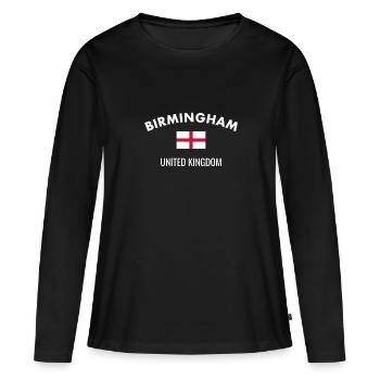 Birmingham Angleterre Drapeau anglais Anglais - T-shirt manches longues Premium bio Femme - noir - Devant - Julia (174cm)