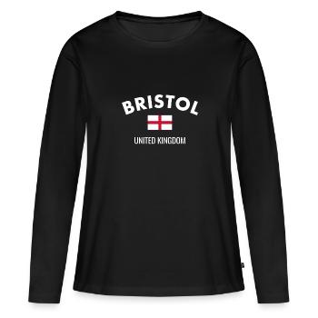 Bristol Angleterre Anglais Drapeau Anglais - T-shirt manches longues Premium bio Femme - noir - Devant - Julia (174cm)