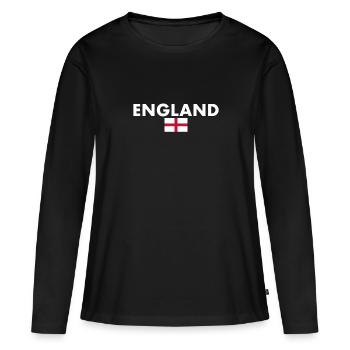 Angleterre Anglais Drapeau anglais - T-shirt manches longues Premium bio Femme - noir - Devant - Julia (174cm)