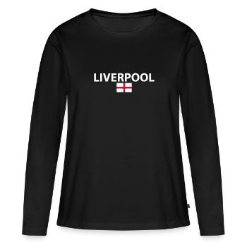 Liverpool Angleterre Anglais Drapeau Anglais - T-shirt manches longues Premium bio Femme - noir - Devant - Julia (174cm)