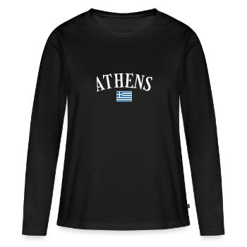 Athènes Grèce Drapeau grec Grec - T-shirt manches longues Premium bio Femme - noir - Devant - Julia (174cm)