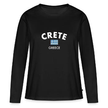Crète Grèce Drapeau grec Grec - T-shirt manches longues Premium bio Femme - noir - Devant - Julia (174cm)