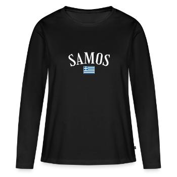 Samos Grèce Drapeau grec Grec - T-shirt manches longues Premium bio Femme - noir - Devant - Julia (174cm)