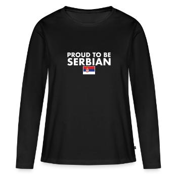 Fier d’être serbe Serbie Drapeau serbe Serbie - T-shirt manches longues Premium bio Femme - noir - Devant - Julia (174cm)