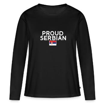 Fier Serbe Serbe Serbe Drapeau Serbe - T-shirt manches longues Premium bio Femme - noir - Devant - Julia (174cm)
